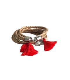 Pulseira cordão Cru pingente laranja