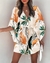 Vestido manga morcego-estampado com decote em v - Imperium