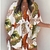 Vestido manga morcego-estampado com decote em v
