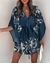 Vestido manga morcego-estampado com decote em v - Imperium