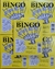 Conjunto de cartelas de bingo amarelo com a palavra "Bingo Free" em destaque, incluindo números e detalhes do produto.