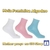 Kit com três meias femininas de algodão cano alto nas cores branco, rosa e azul claro