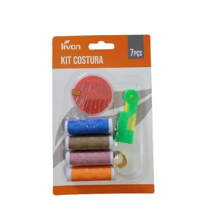 Kit de Costura Livon 7 Peças – Agulhas, Linhas e Dedal