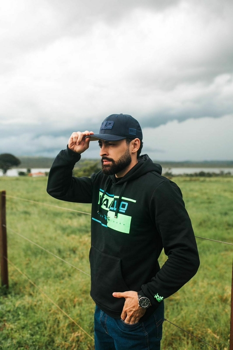 MOLETOM VALLO PRETO/VERDE NEON