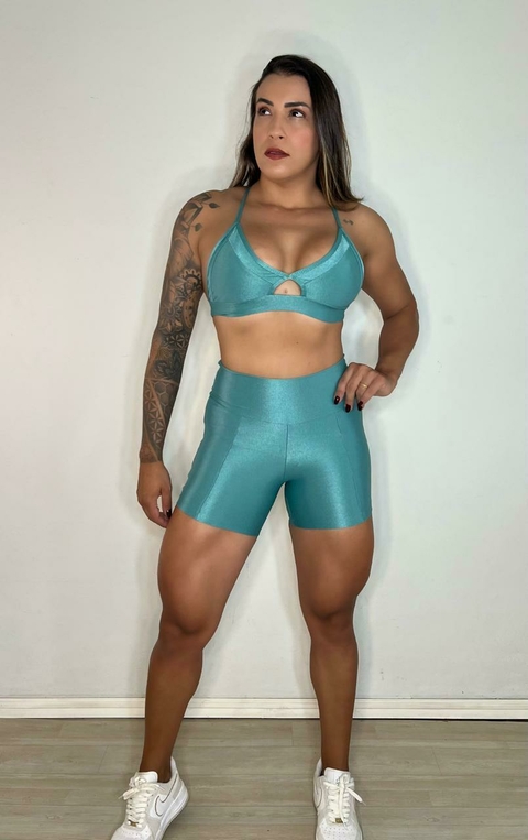 Conjunto short recorte e top Anita azul Tifany - comprar online
