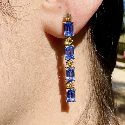 Brinco New York Tanzanitas e Safiras Amarelas - comprar online