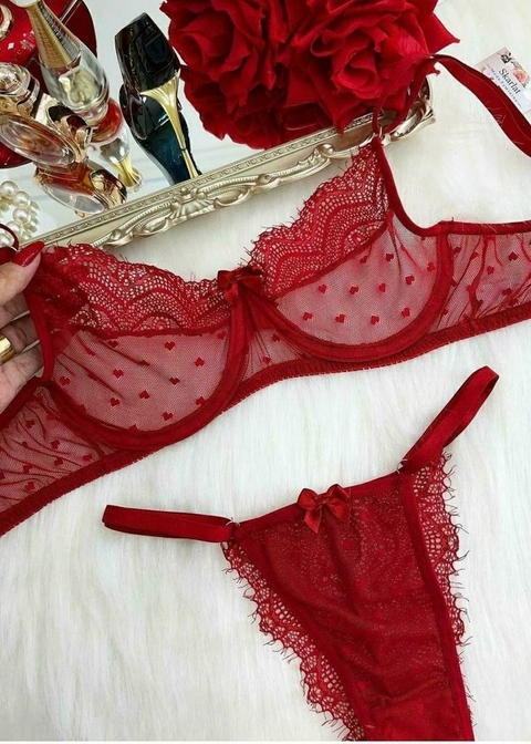 CONJUNTO RENDA VERMELHO TAMANHO G