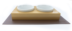 Comedouro Pet Mangia & Bevi – Dourado & Marrom - Redondo na internet