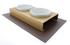 Comedouro Pet Mangia & Bevi – Dourado & Marrom - Redondo - comprar online