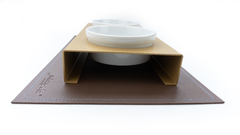 Comedouro Pet Mangia & Bevi – Dourado & Marrom - Redondo - Redcarpets - Acessórios Italianos Para Pets