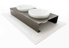 Comedouro Pet Mangia & Bevi – Marrom & Branco - Redondo - comprar online