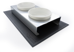 Comedouro Pet Mangia & Bevi – Prata & Preto - Redondo - comprar online