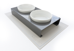Comedouro Pet Mangia & Bevi – Cinza & Branco - Redondo - comprar online