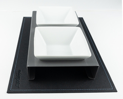 Comedouro Pet Mangia & Bevi – Cinza & Preto - Quadrado - Redcarpets - Acessórios Italianos Para Pets