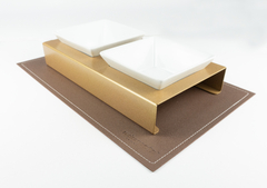 Comedouro Pet Mangia & Bevi – Dourado & Marrom - Quadrado - comprar online