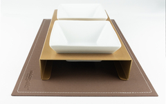 Comedouro Pet Mangia & Bevi – Dourado & Marrom - Quadrado - Redcarpets - Acessórios Italianos Para Pets