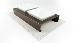 Comedouro Pet Mangia & Bevi – Marrom & Branco - Quadrado - comprar online