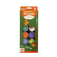 AQUARELA 12 CORES COM PINCEL LEO&LEO