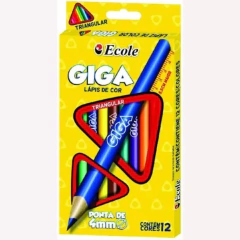 LÁPIS DE COR GIGA C/12 CORES 4MM ECOLE