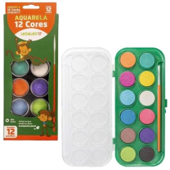 AQUARELA 12 CORES COM PINCEL LEO&LEO - comprar online