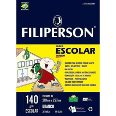 BLOCO ESCOLAR BRANCO 21X2,97CM C/20 FLS FILIPERSON