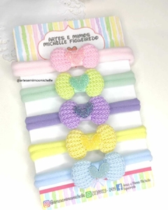 Kit Laço Crochê com Coração- 5 peças