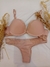 Imagen de Conjunto de microfibra y puntilla, con corpiño con taza soft push up y cola less. Art 4000