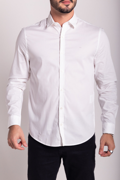 CAMISA CALVIN KLEIN MANGA LONGA SLIM LISA CKJ - BRANCO