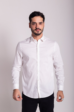 CAMISA CALVIN KLEIN MANGA LONGA SLIM LISA CKJ - BRANCO na internet