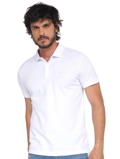 POLO CALVIN KLEIN SLIM BASICA SEM FRISO - BRANCO