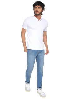 POLO CALVIN KLEIN SLIM BASICA SEM FRISO - BRANCO na internet