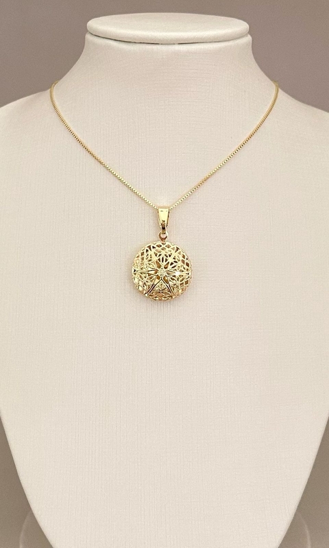 COLAR RELICÁRIO REDONDO TRABALHADO