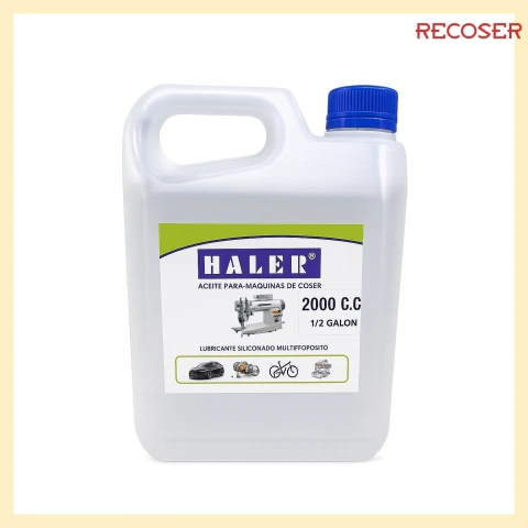 Aceite Siliconado Haler 2000 cc para Máquinas de Coser Industriales y Familiares
