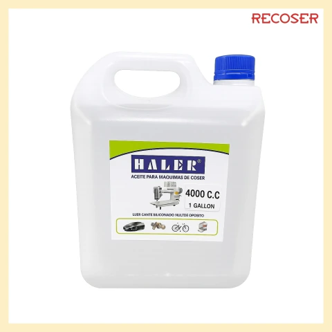 Aceite Siliconado Haler 4000 cc para Máquinas de Coser Industriales y Familiares