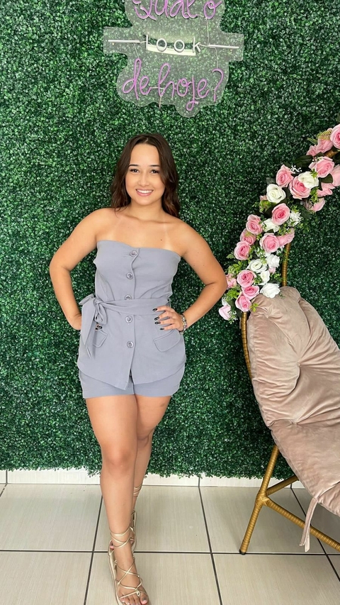 CONJUNTO ALFAIATARIA TOMARA QUE CAIA CINZA