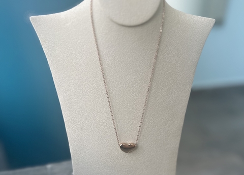 Cadena con Dije de Corazón Grande de Acero Rosado