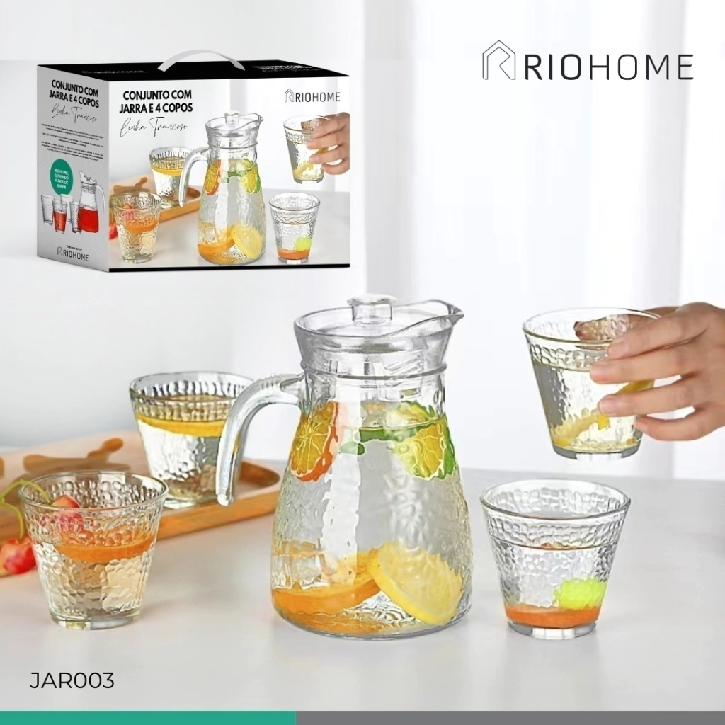 Conjunto Com Jarra 1050 Ml e 4 Copos 245 Ml Trancoso