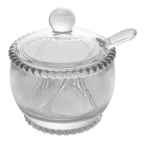 Açucareiro De Cristal com colher Pearl Wolff Rojemac