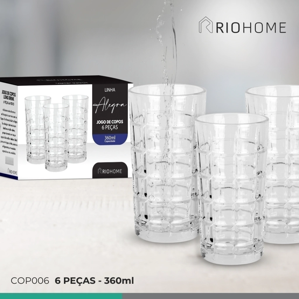 Jogo de Copos 6 pçs 360ml Rio Home