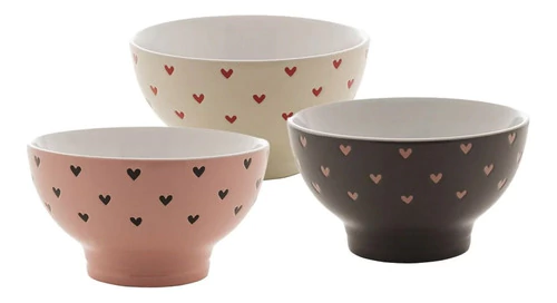 Cj. 6 Bowls Cerâmica Coração Sortidos Rojemac