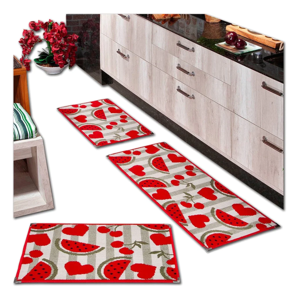 Jogo Tapete Para Cozinha Kit Andino 3 Pcs
