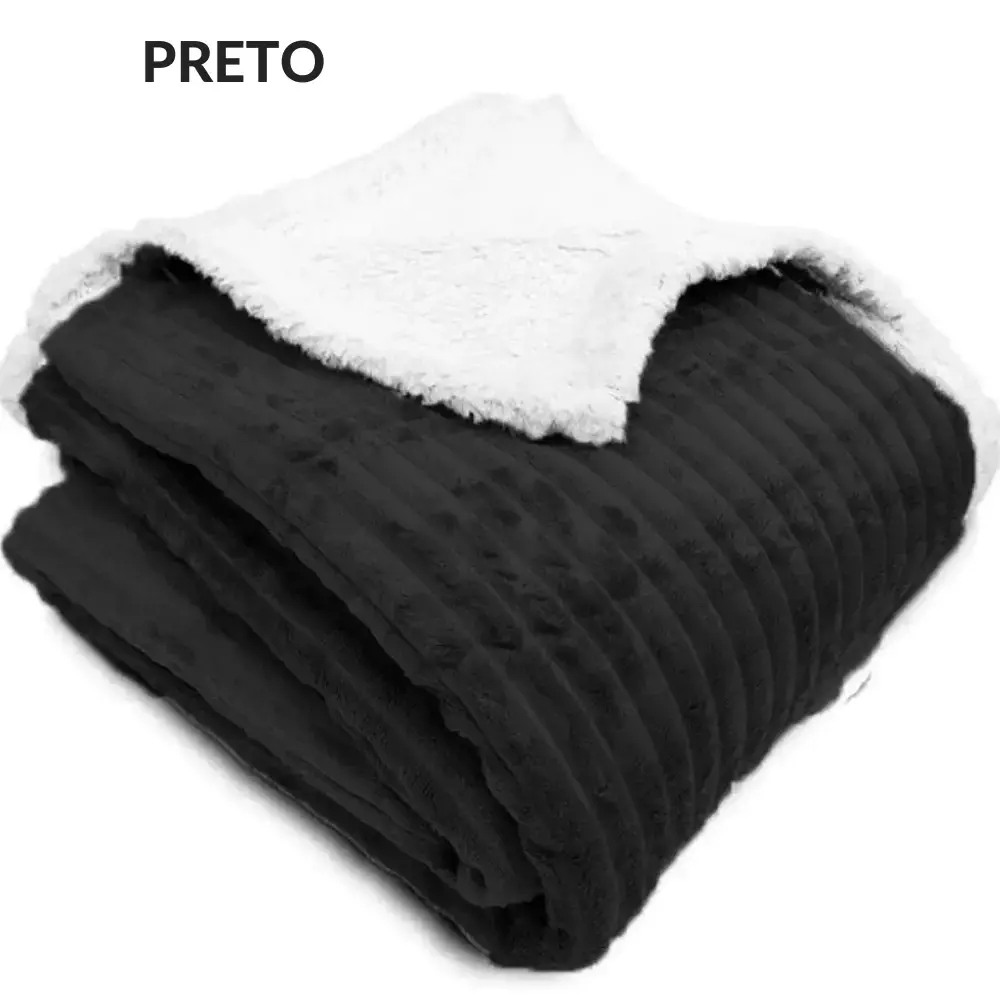 Cobertor Casal Dupla Flace Liso Sherpa/Cotele Sultan