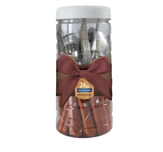 Faqueiro 24 Peças Inox Cabo De Madeira Martinazzo