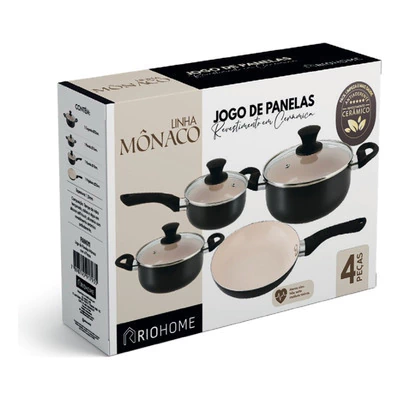 Jogo De Panelas Revestimento Em Cerâmica 4 Peças Rio Home