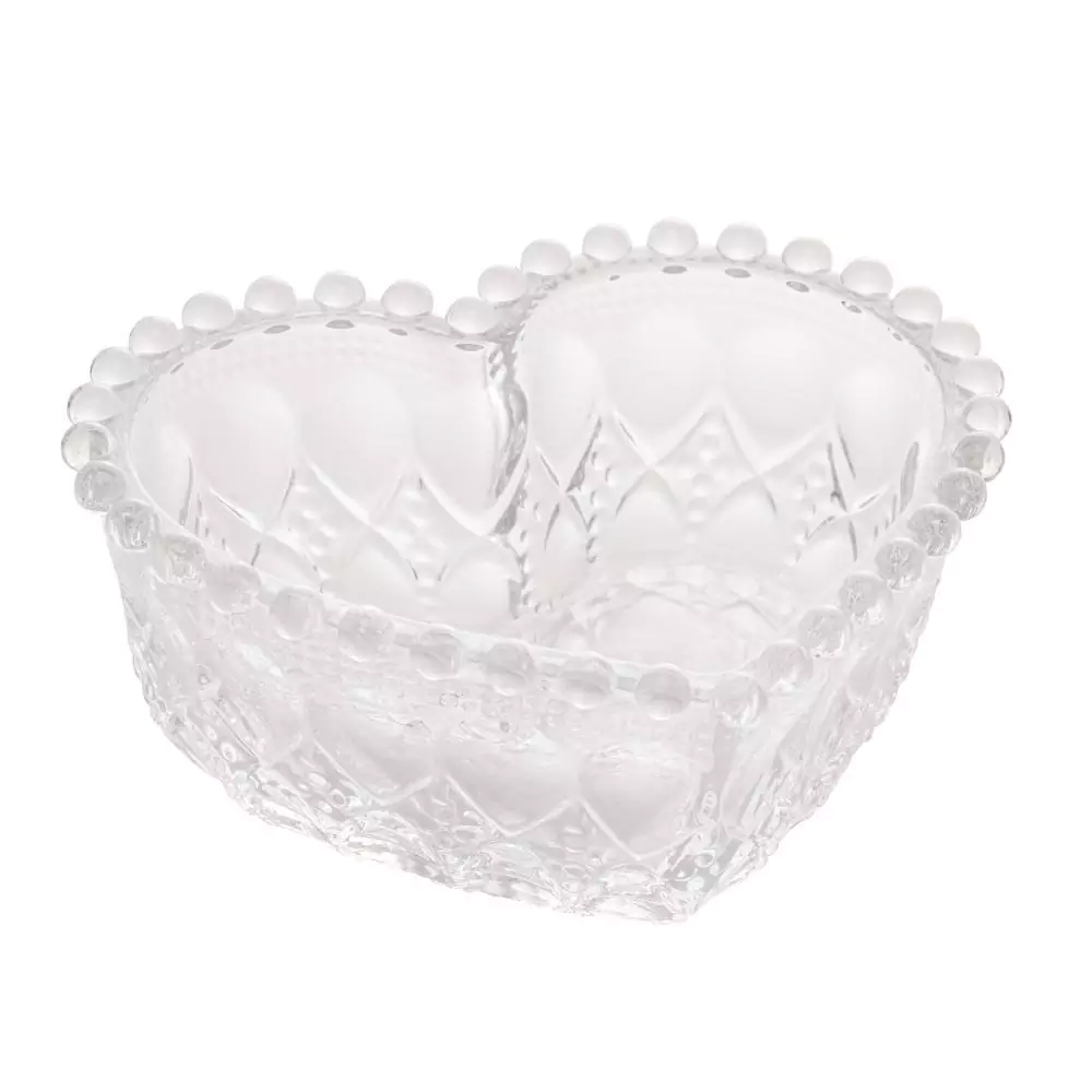 Bowl De Vidro Coração Borda Bolinha Lyor