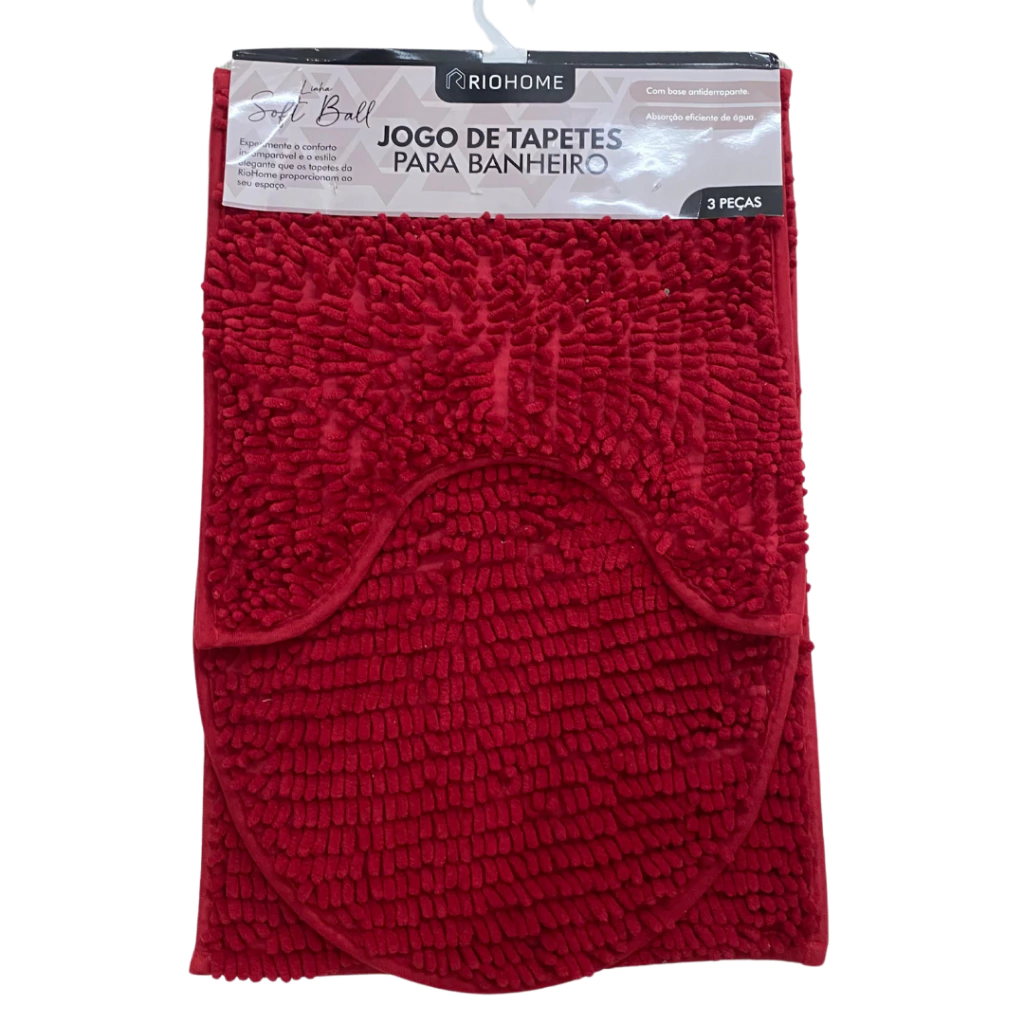 Jogo Tapete de Banheiro 3 peças Soft Ball Rio Home