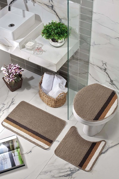 Jogo De Tapetes Para Banheiro Cotton Loop 3 Peças - Tapetes Miriam