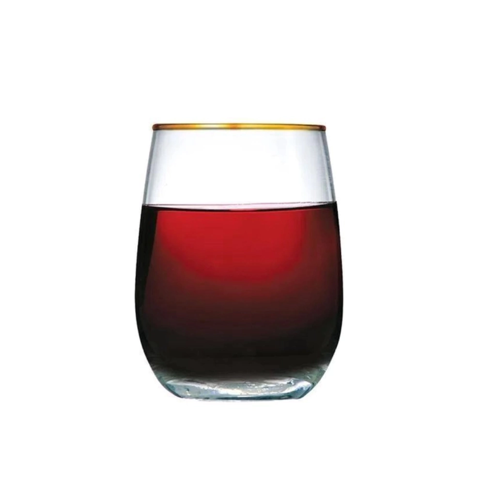 Copo De Vidro Para Vinho Esmeralda Filete Dourado