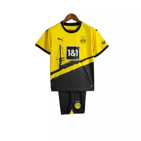 Kit Infantil Borussia Dortmund Home 23/24 - Puma - Amarelo e Preto