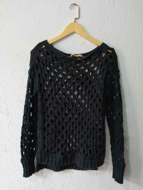 Sueter tricot vazado azul marinho tam M